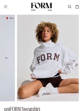 FORM White Turtleneck Sweatshirt with Maroon Logo